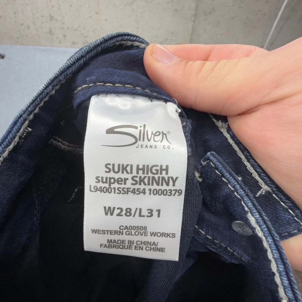 Silver Jeans‎ Co Suki High Super Skinny Dark Wash Denim Jeans W28 L31 - Picture 6 of 9